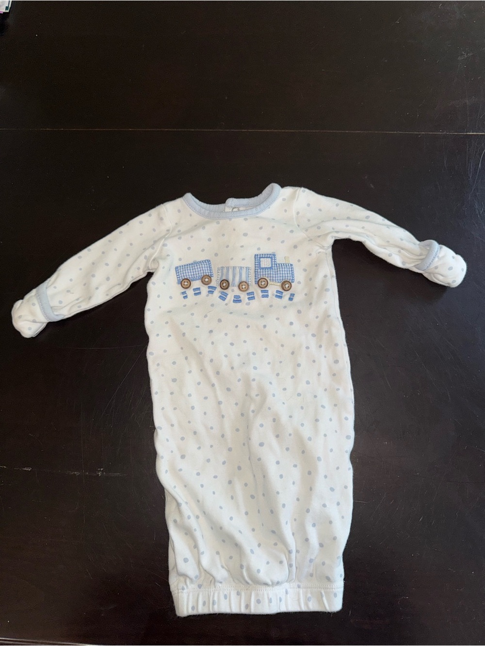 Mud Pie Light Blue Polka Dot Train Sleep Gown